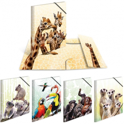 Herma Sammelmappe A4, exotische Tiere, verschiedene Motive