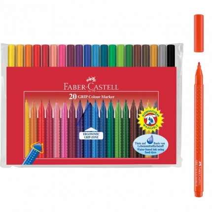 Faber-Castell Filzstifte Grip Colour, 20er Etui