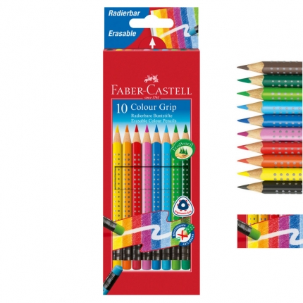 Radierbare Buntstifte, Faber-Castell Colour Grip, 10 Farben