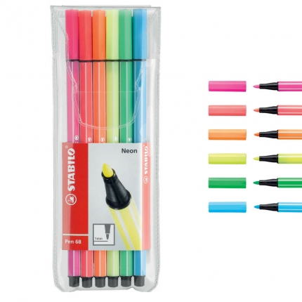 Stabilo Pen 68 Neon, 6 Farben
