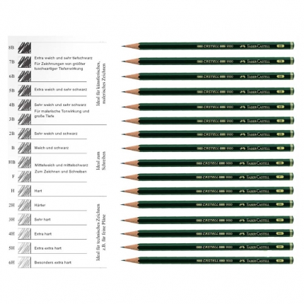Faber-Castell Bleistift 9000: verschiedene Härtegrade