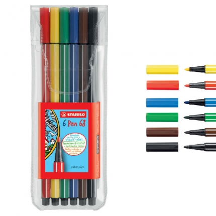 Stabilo Fasermaler Pen 68, 6 Farben