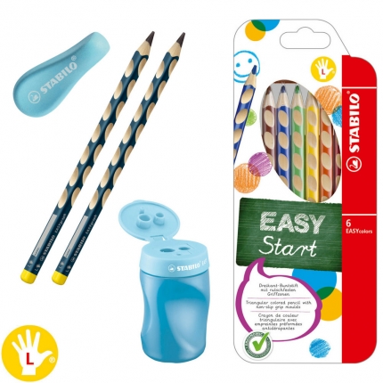 1. Klasse-Schreibset für Linkshänder, blau: Dicke Bleistifte, Buntstifte etc.